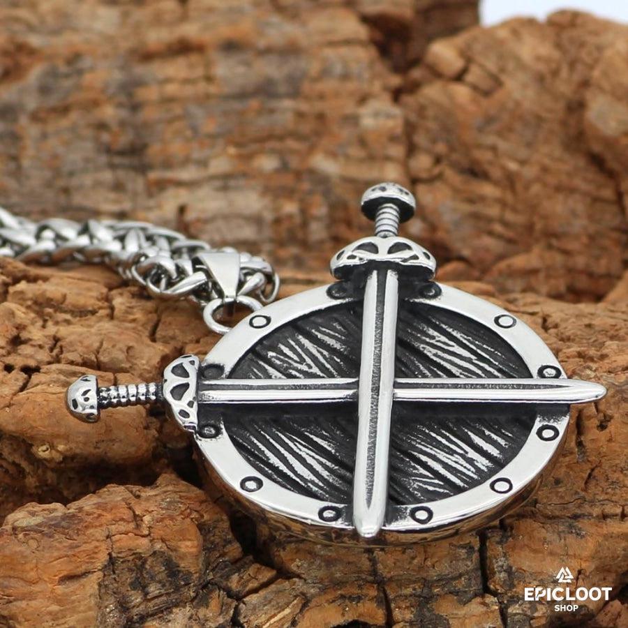 Nordic Viking Shield Sword Necklace