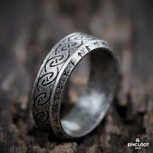 Norse carving Viking runes ring