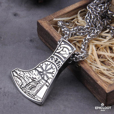 Norse Carvings Viking Warrior Axe Necklace