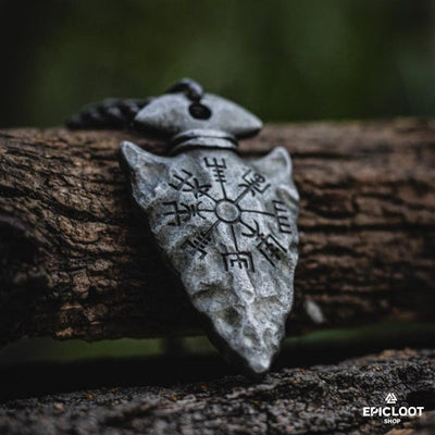 Odin's Spear Necklace with Vegvisir Symbol
