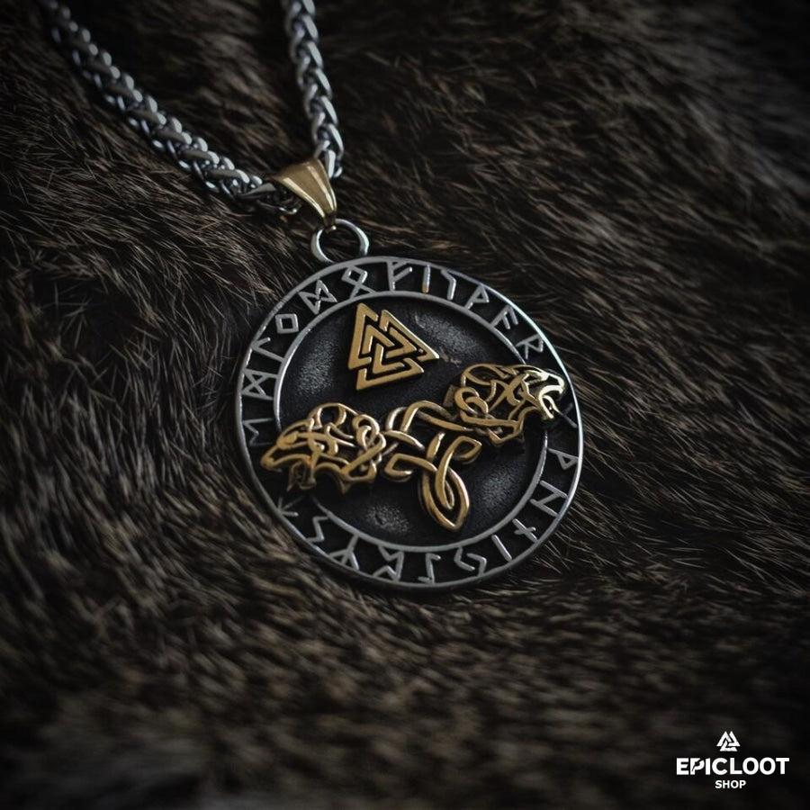 Odin's wolves Runic Necklace