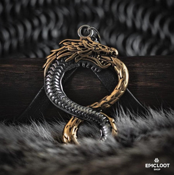 Silver-Gold Jormungandr Necklace - Viking Necklace | Epic Loot Shop