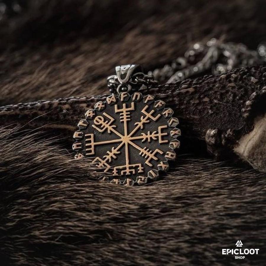 Vegvisir & Aegishjalmur 2-Sided Runic Necklace