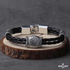 Bracciale in Pelle con Vegvisir (Bussola)