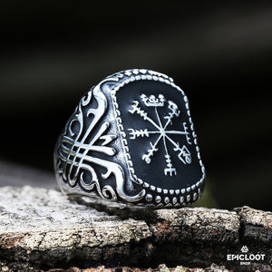 Anello Nordico Vegvisir con Bussola
