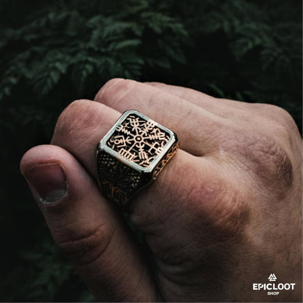 Vegvisir Yggdrasil Ring - Viking Rings For Men - Alternative Angle | Epic Loot Shop