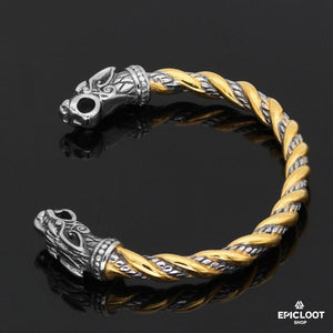Bracciale Vichingo Con Drago - Oro Argento