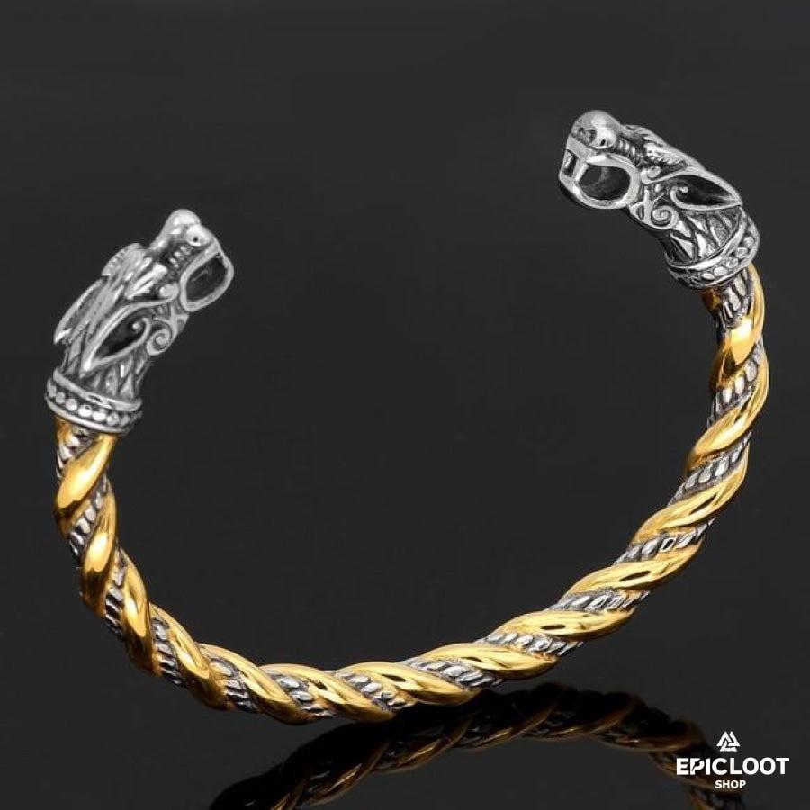 Viking Dragon Bracelet - Gold Silver