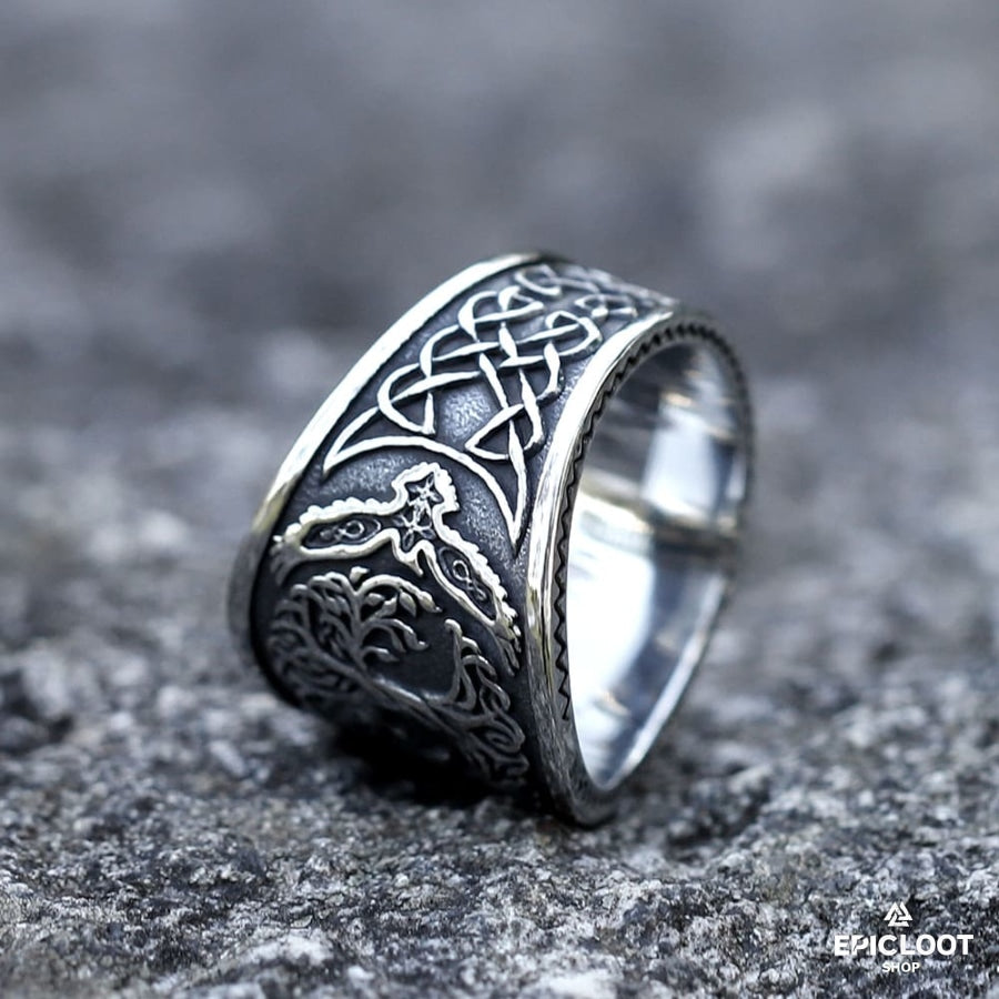 Yggdrasil And Ravens Viking Ring